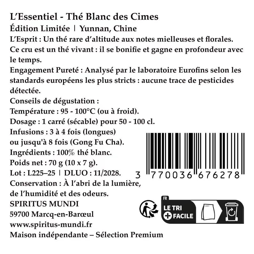 Thé Blanc du Yunnan "Souffle Blanc"  6 Briques de Thé Blanc (6 x 1 Litre)— La délicatesse des montagnes en portion. Une infusion parfaite, florale et veloutée.